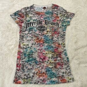 Harley Davidson T-shirt Womens Small XS Skull  Myrtle Beach South Carolina